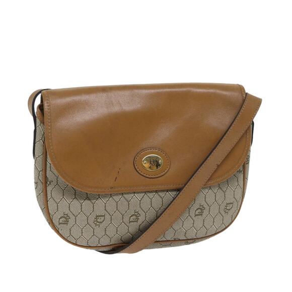 DIOR Honeycomb Canvas Shoulder Bag Pvc Leather Beige - Picture 1 of 12